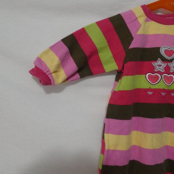 PEKKLE | 3 months | Striped Footed Sleeper | Full Zip-Up Side | Hearts and Stars - Picture 3 of 16